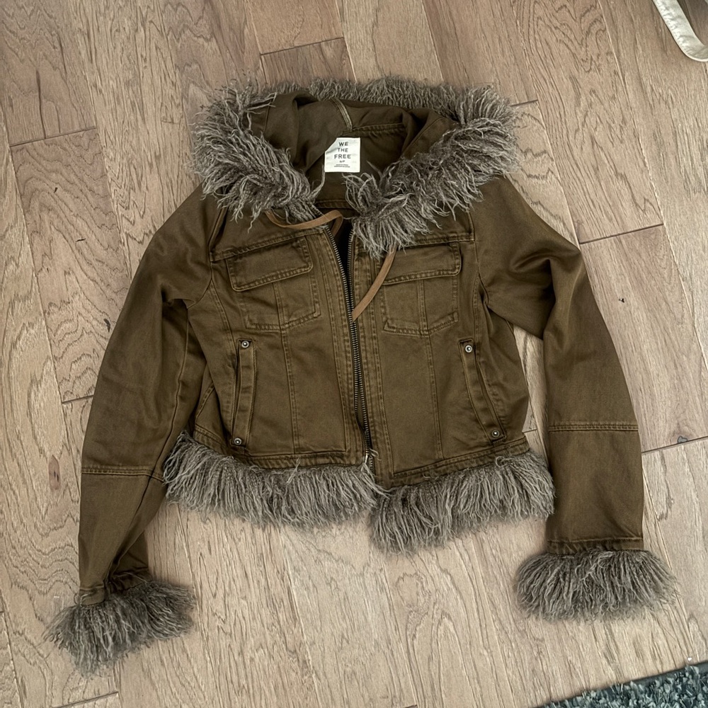 Free People Faux-Fur Trim Hooded Utility Jacket -